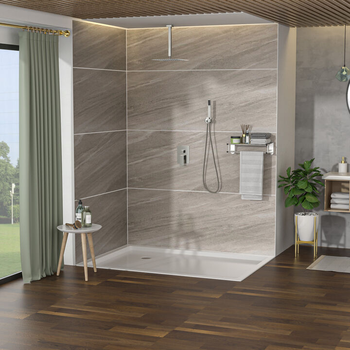 Ceiling Shower Set - 10 Inch Square Shower Set, Dual Shower Heads, Brushed Nickel