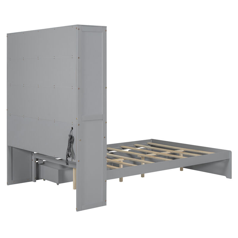 Merax Platform Bed with USB and Storage Headboard