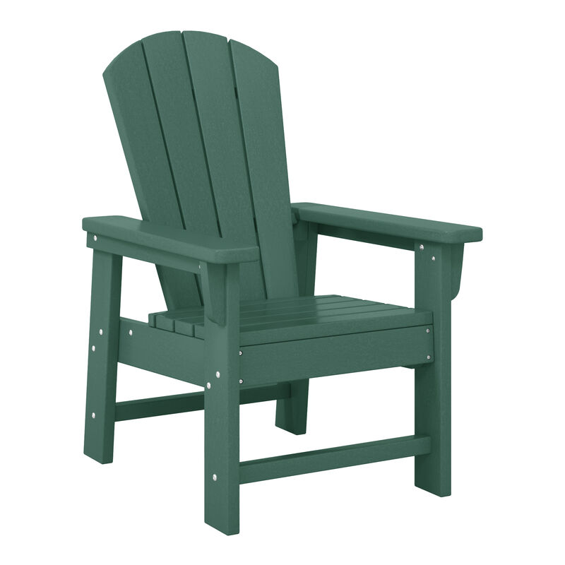 WestinTrends 2-Piece Kids Outdoor HDPE Adirondack Chair With Square Side Table Set