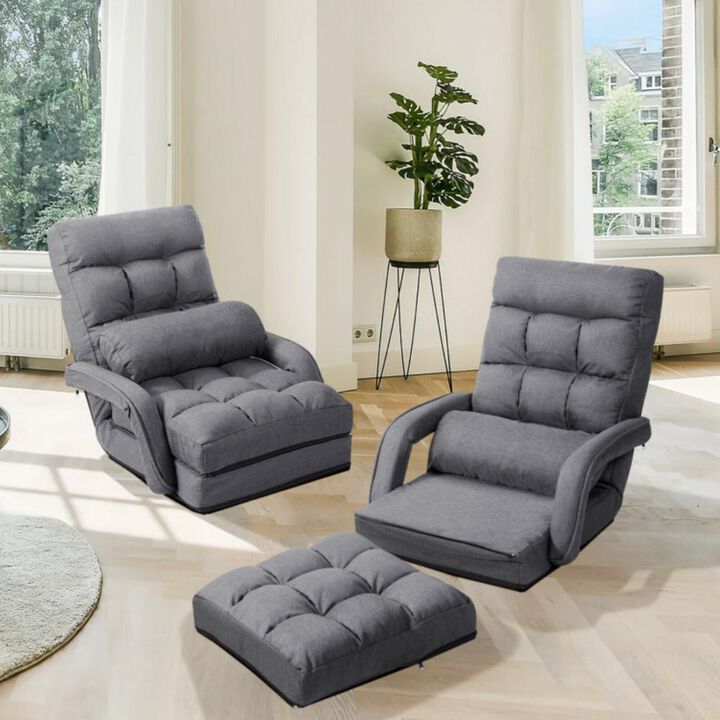 Hivvago Folding Lazy Floor Chair Sofa with Armrests and Pillow
