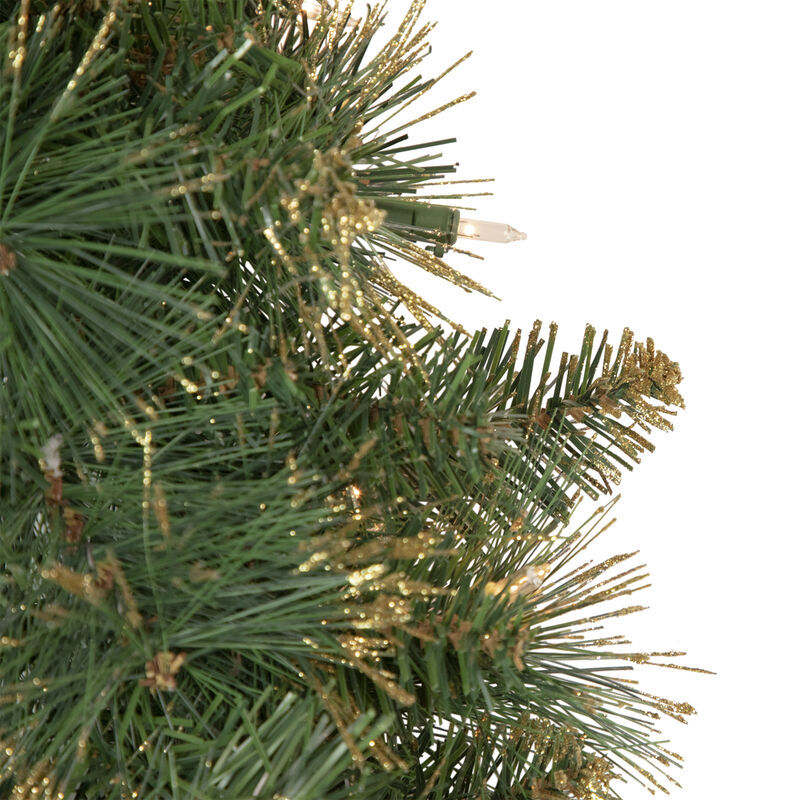 Pre-Lit Yorkshire Pine Artificial Christmas Wreath  24-Inch  Clear Lights
