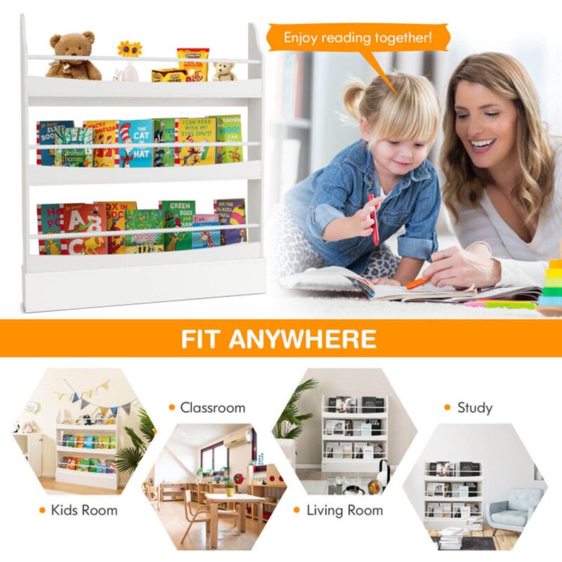 Hivvago 3-Tier Bookshelf with 2 Anti-Tipping Kits for Books and Magazines