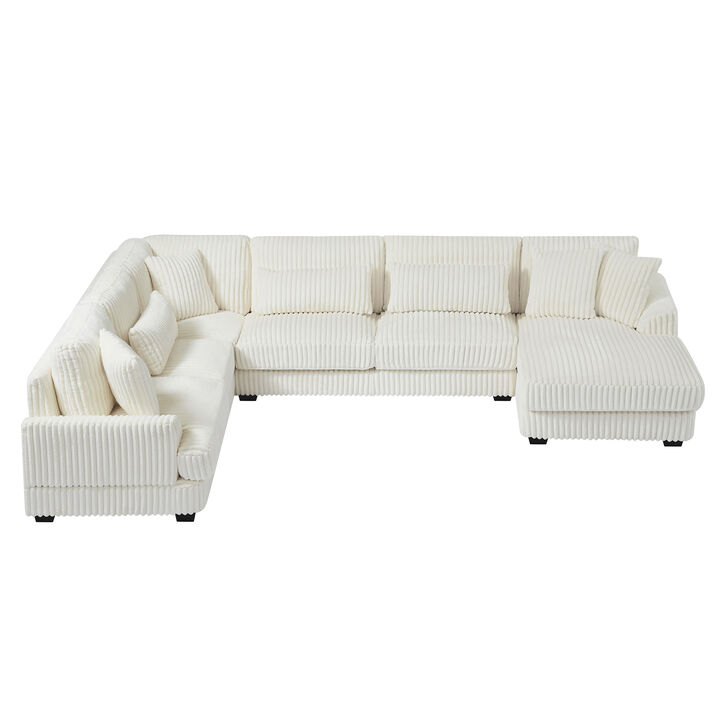 Merax Oversized Corduroy Sectional Sofa