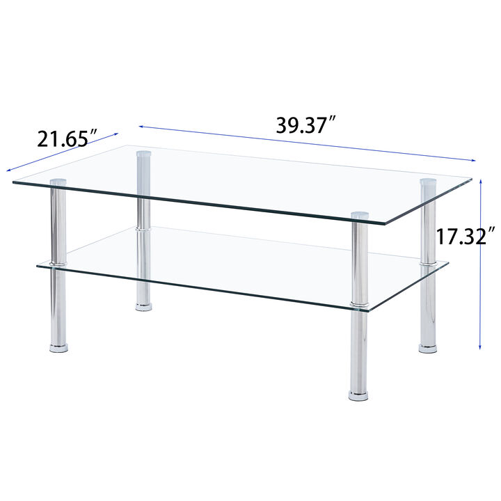 Clear Tempered Glass Coffee Table for Living Room - Sleek and Stylish Design