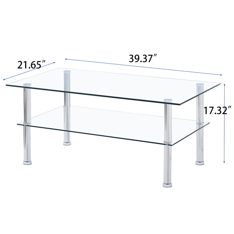 Clear Tempered Glass Coffee Table for Living Room - Sleek and Stylish Design