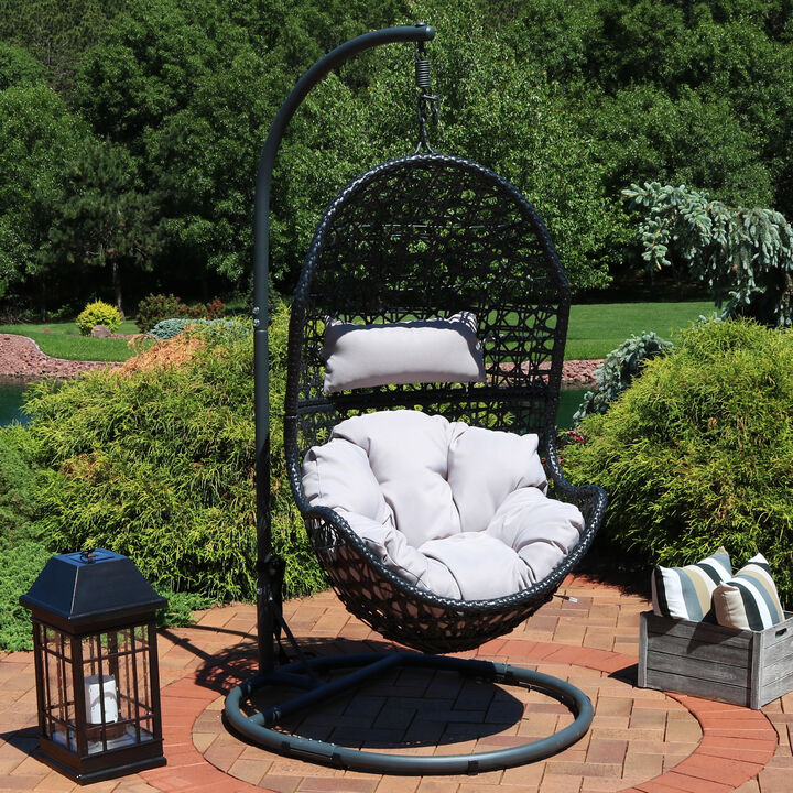 Sunnydaze Rounded Base Powder-Coated Steel Egg Chair Stand - 76 in