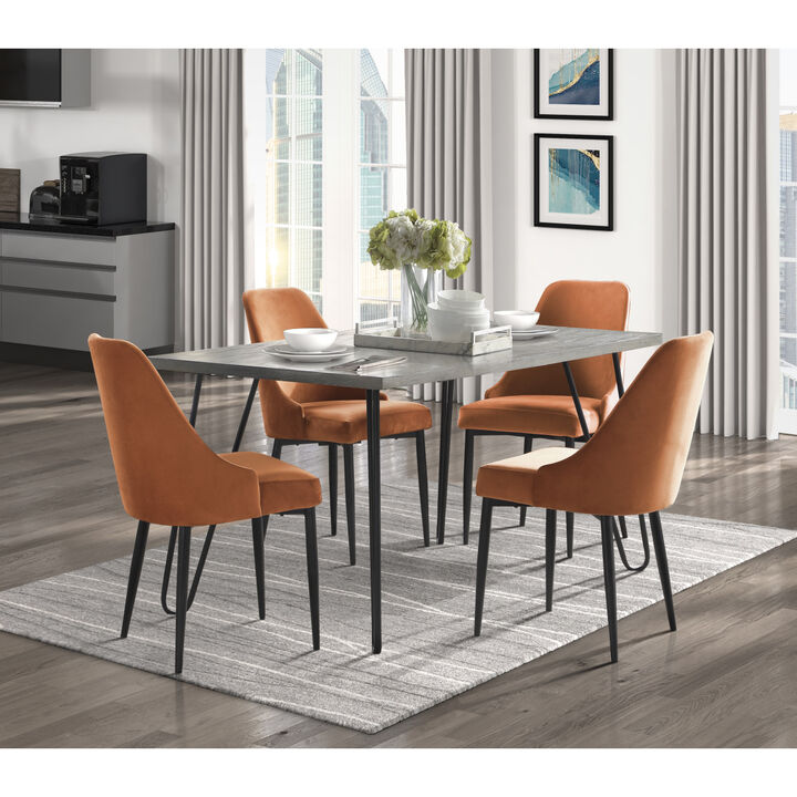 Modern Sleek Design Dining Table 1 Piece Light Gray Wooden Top Black Finish Metal Legs Dining Furniture