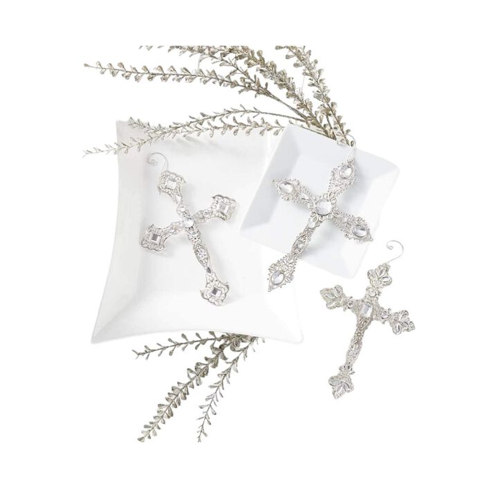 10" Two-Sided Cross Ornaments w/Rhinestones -3AST
