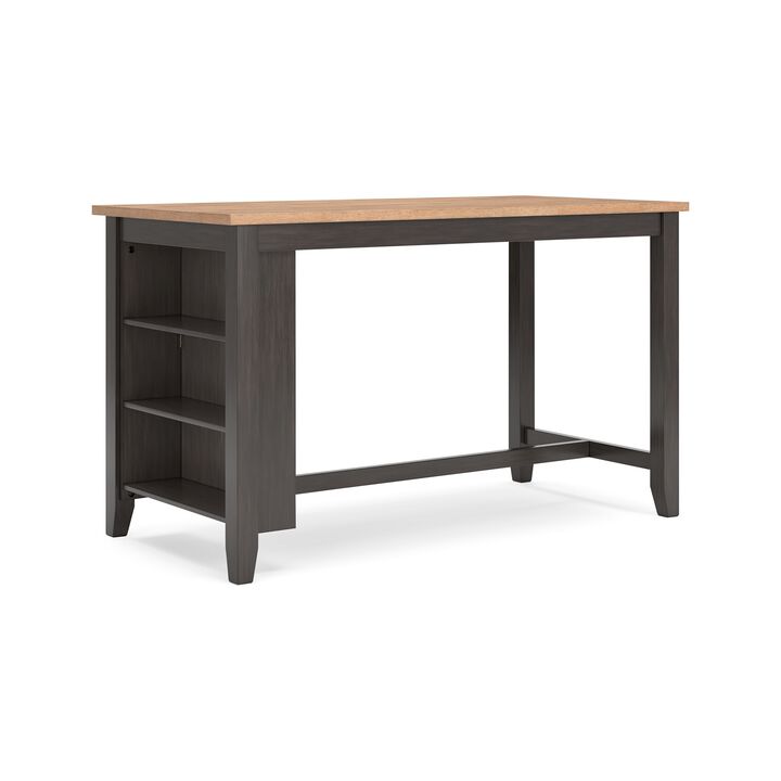 Gasy Counter Height Dining Table, 60 Inch, Brown, Mango Wood Veneer - Benzara
