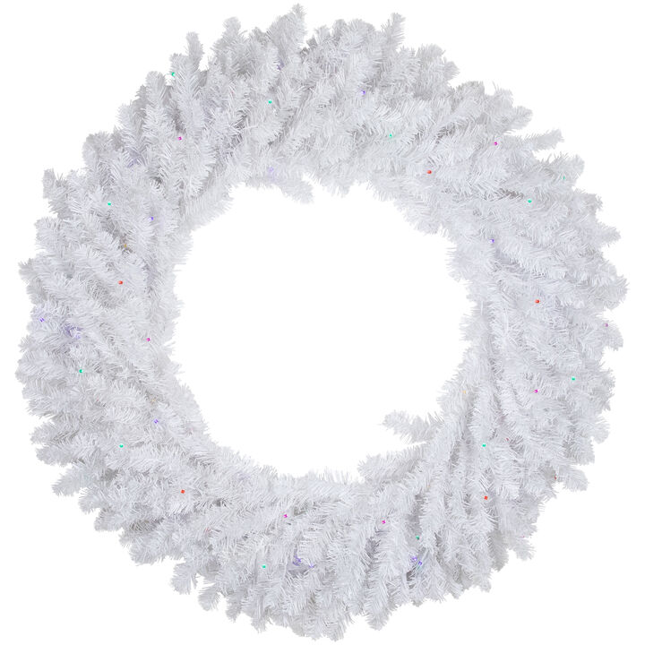 Pre-Lit White Pine LED Artificial Christmas Wreath - 36-Inch  Multicolor Lights