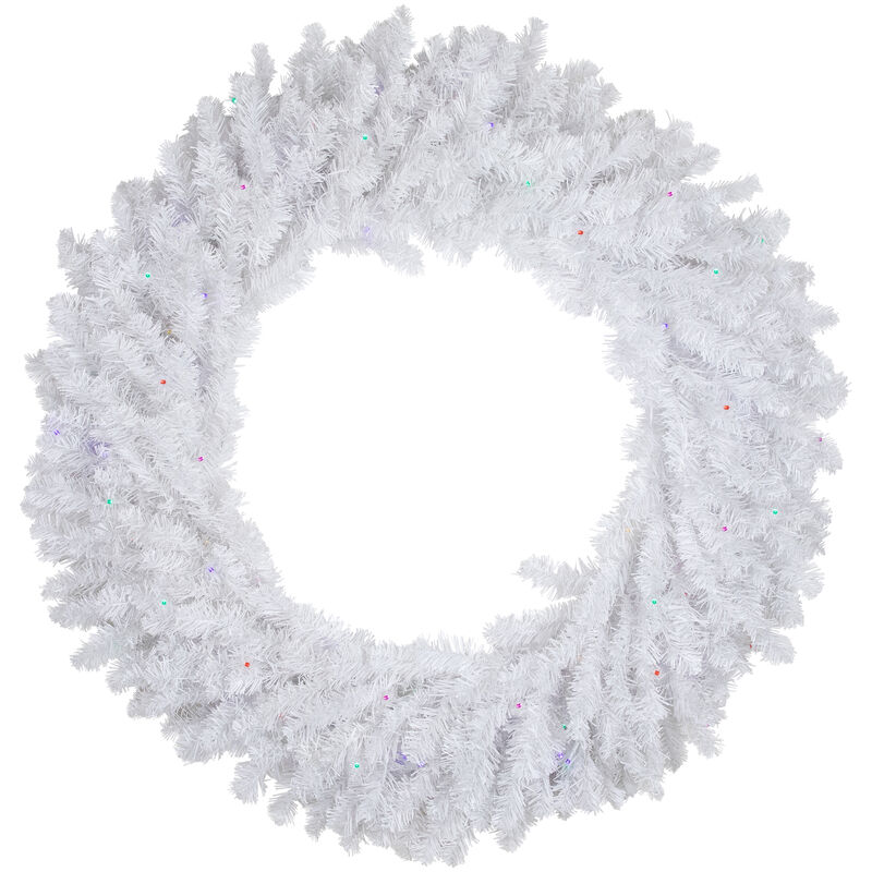 Pre-Lit White Pine LED Artificial Christmas Wreath - 36-Inch  Multicolor Lights