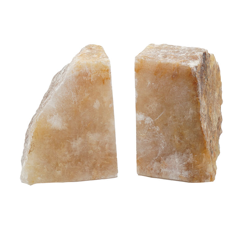 4 Inch Quartz Geode Bookend, Naturally Textured Shape, Brown and Beige-Benzara