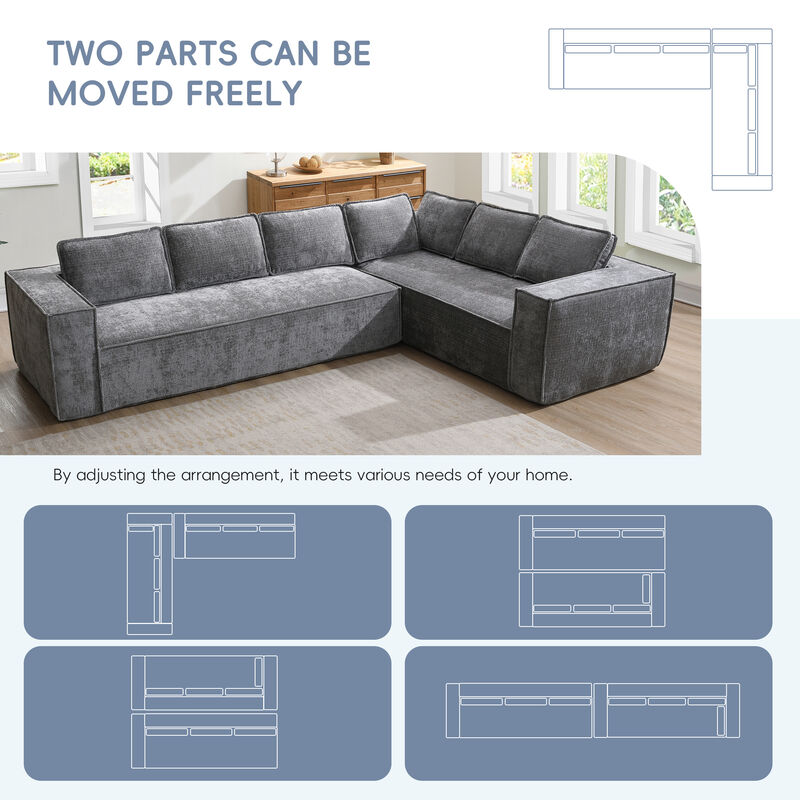 Merax Modern L-Shaped Cloud Sofa Set for Living Room