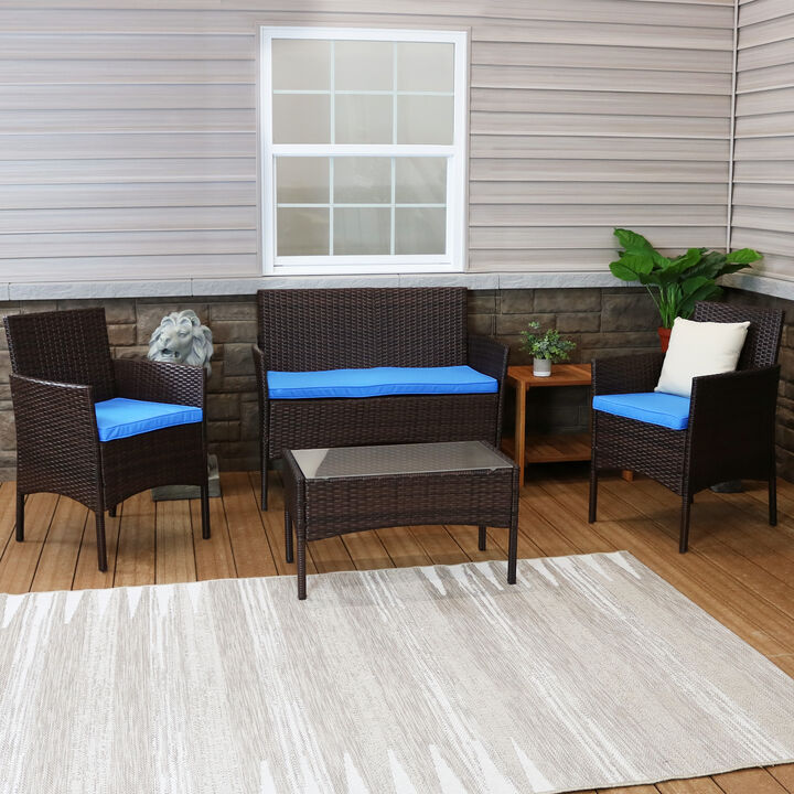 Sunnydaze Dunmore Rattan 4-Piece Patio Furniture Set