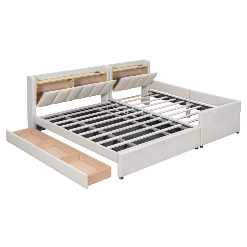 Merax Two in One Upholstered Platform Bed with Storage