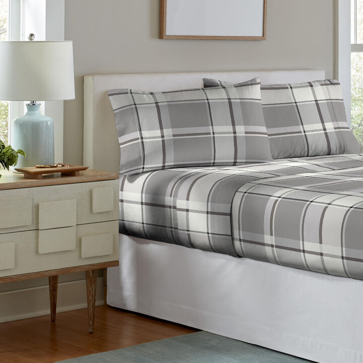 Pointehaven Super Heavy Weight 200 GSM 100% Soft Cotton Jensen Printed Flannel Deep Pocket 3 pc Sheet Set, Twin Extra Long