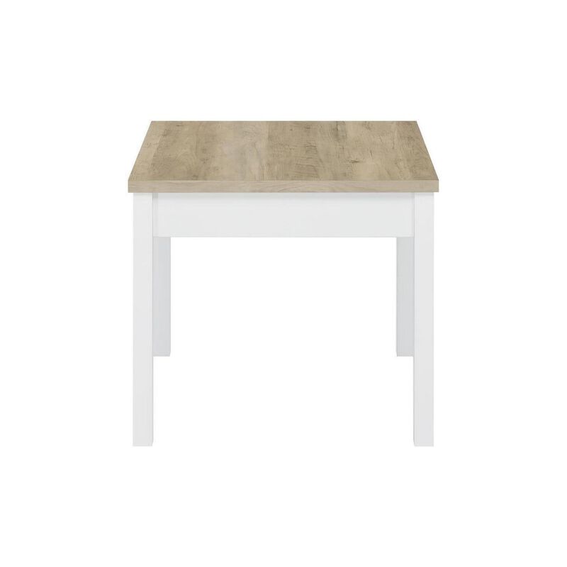 Benjara Jessie 3pc Coffee and End Table Set, Modern Top, Frame, Light Brown and White