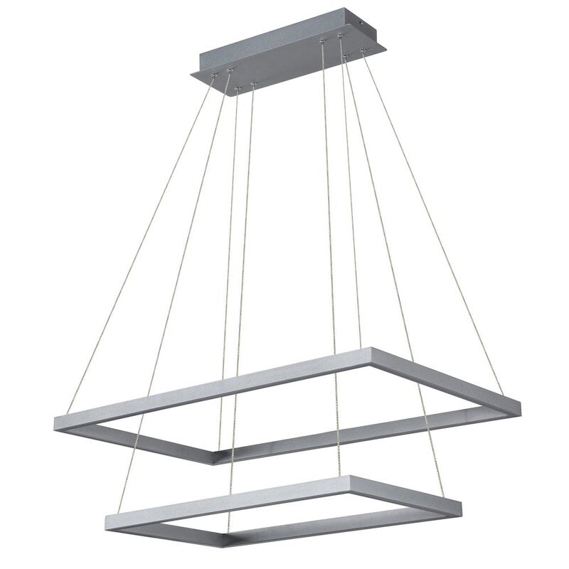 VONN Lighting Integrated LED Chandelier Height Adjustable Two-Tier Pendant Light in Silver