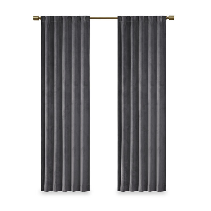 Gracie Mills Peregrine Velvet Room Darkening Curtain Panel Pair - 37x84"