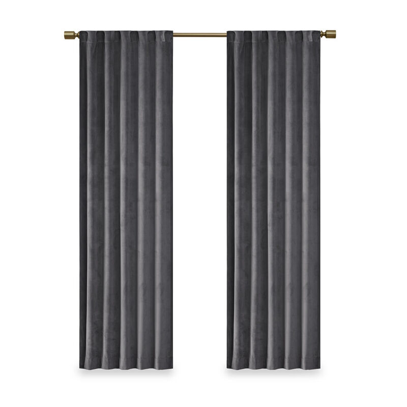 Gracie Mills Peregrine Velvet Room Darkening Curtain Panel Pair - 37x84"