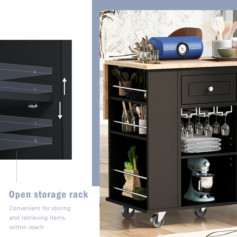 Streamdale Kitchen Storage Island with Power Outlet and Wine Rack