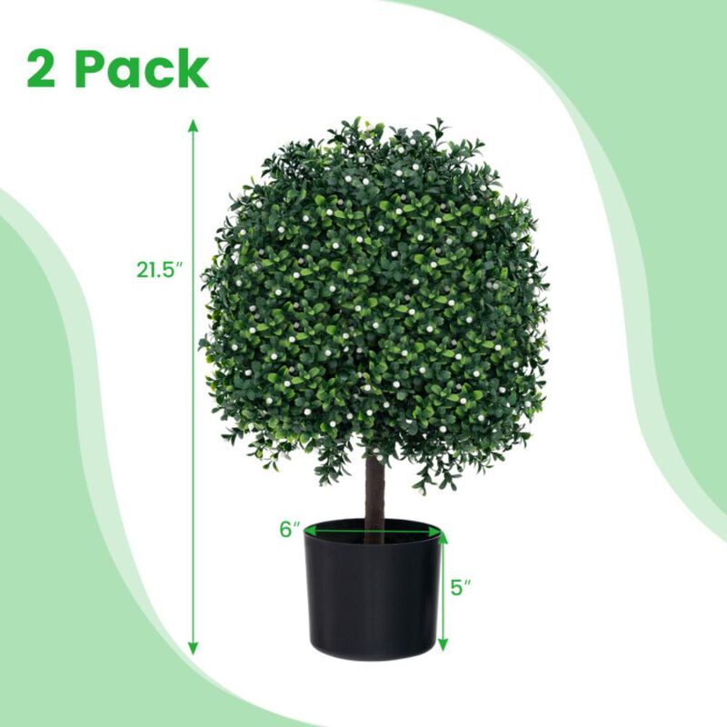 Hivvago Artificial Boxwood Topiary Ball Tree Faux Bushes Ball Plants with UV Rated Leaves