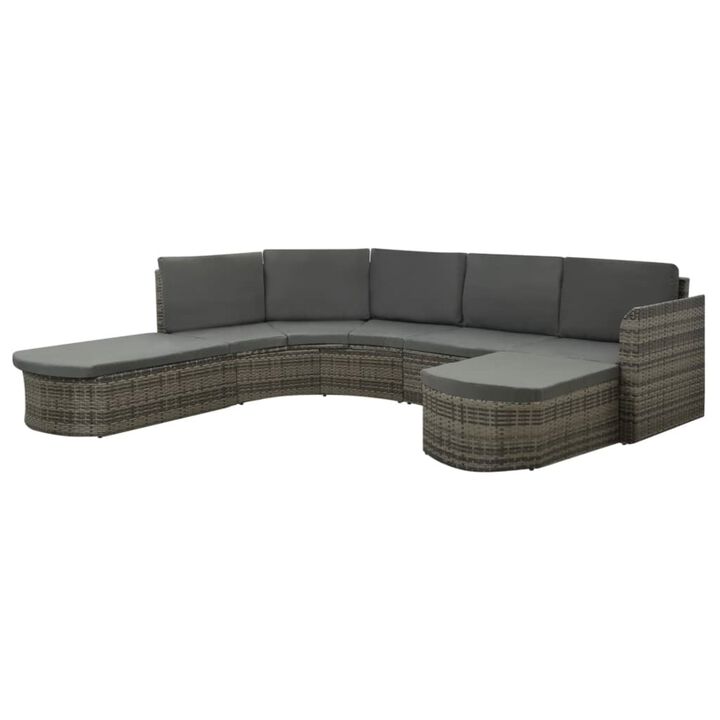 vidaXL 4 Piece Garden Lounge Set with Cushions Poly Rattan Gray