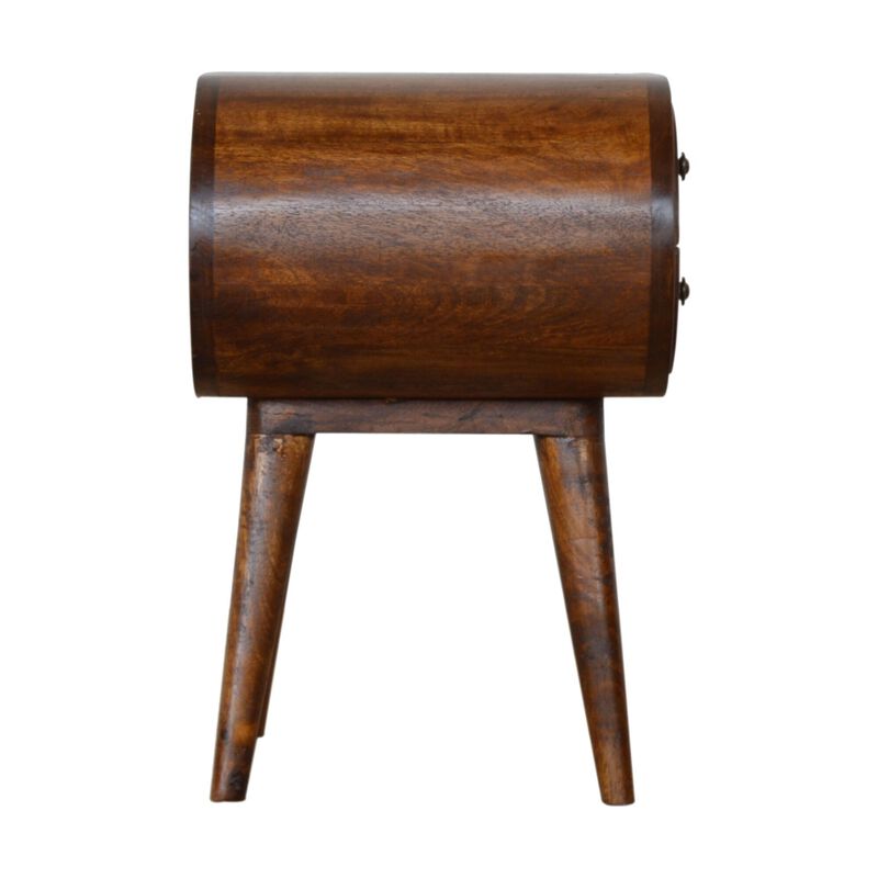 Chestnut Circular 2 Drawer Solid Wood Nightstand