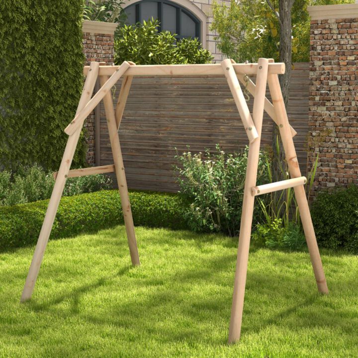 Hivvago Heavy Duty Wooden Swing Frame with Reinforced Bars