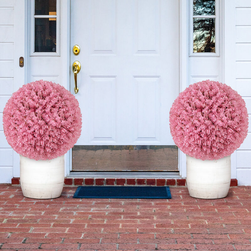 17.5" Faux Purple Eucalyptus Decorative Balls with 7-Layer Leaves for Backyard, Porch, Garden, and Wedding