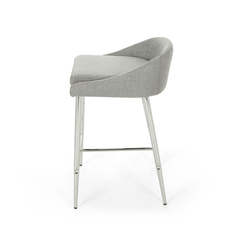 Modern Upholstered Counter Stools with Chrome Base (Set of 2)