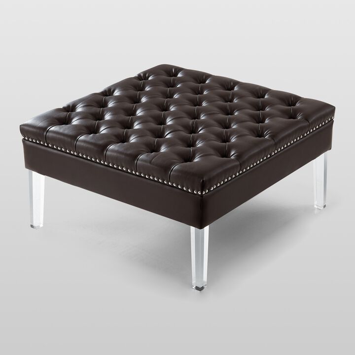 Inspired Home Eladio Leather PU Ottoman Coffee Table