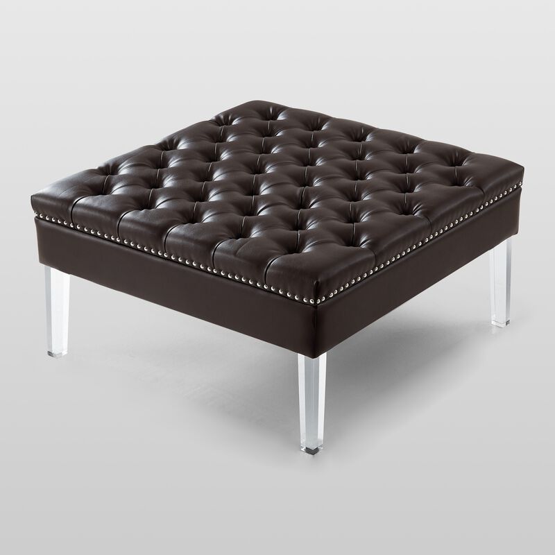 Inspired Home Eladio Leather PU Ottoman Coffee Table