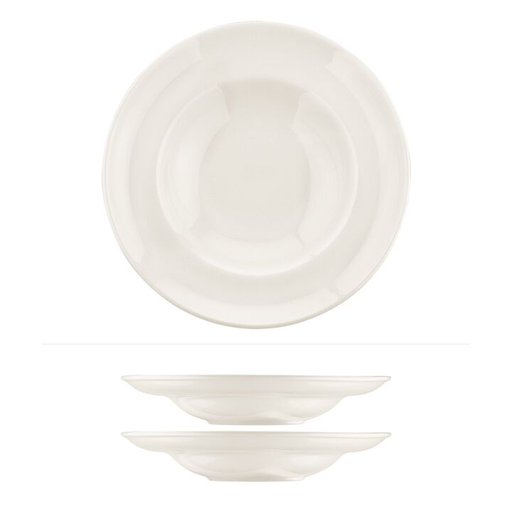 Gourmet dia.11.75" h:2.5" 19 oz. Round Warm White Porcelain Bowl (Set of 2)