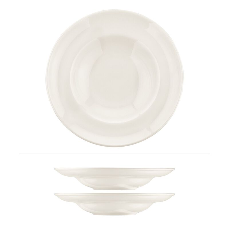 Gourmet dia.11.75" h:2.5" 19 oz. Round Warm White Porcelain Bowl (Set of 2)