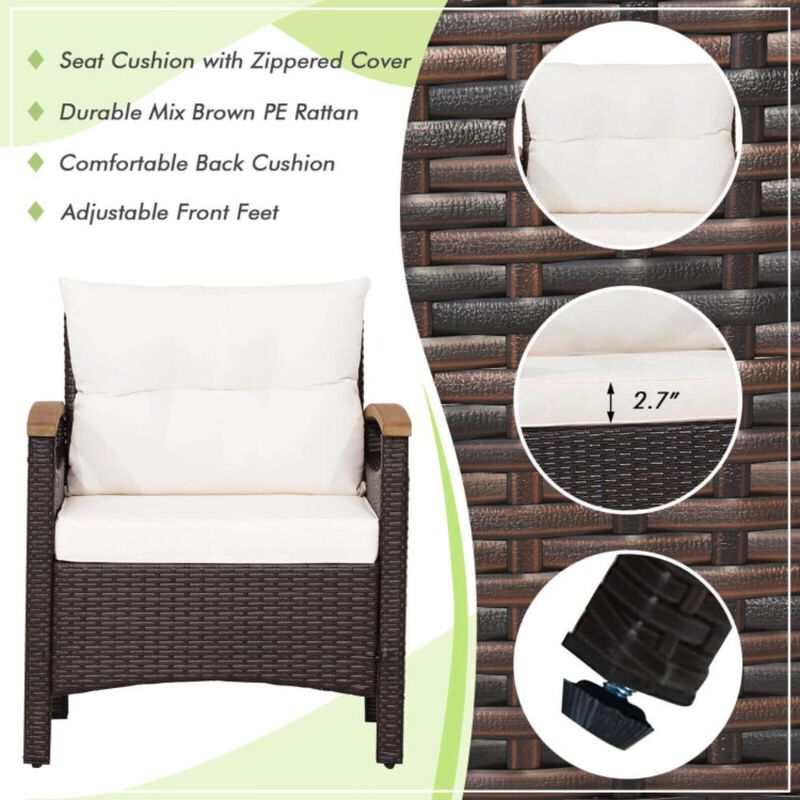 Hivvago 3 Pieces Patio Rattan Furniture Set with Removable Cushions