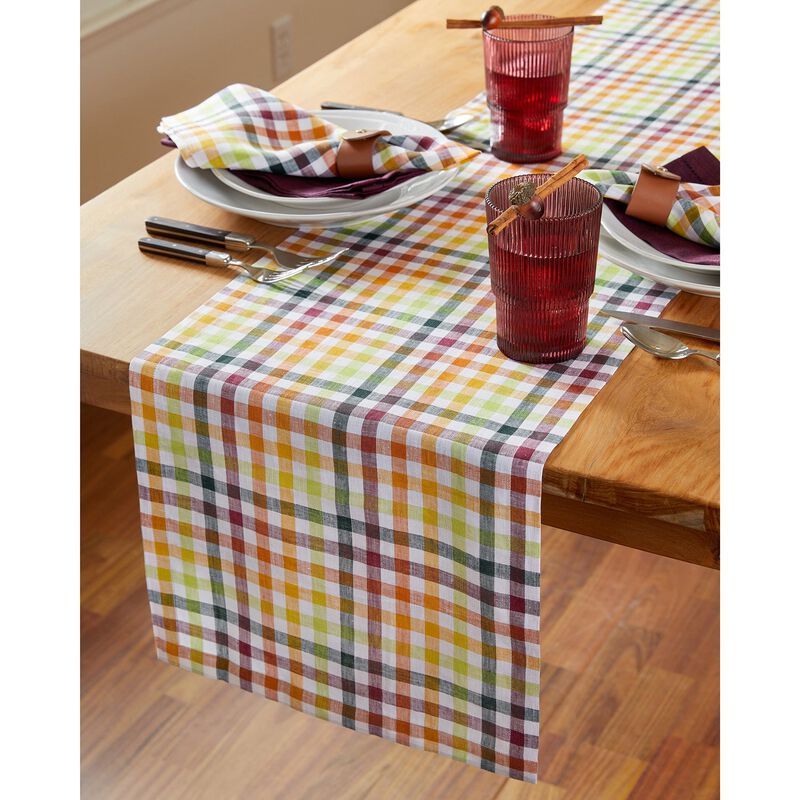 Solino Home 100% Pure Linen Table Runner | Gingham Check for Spring & Easter