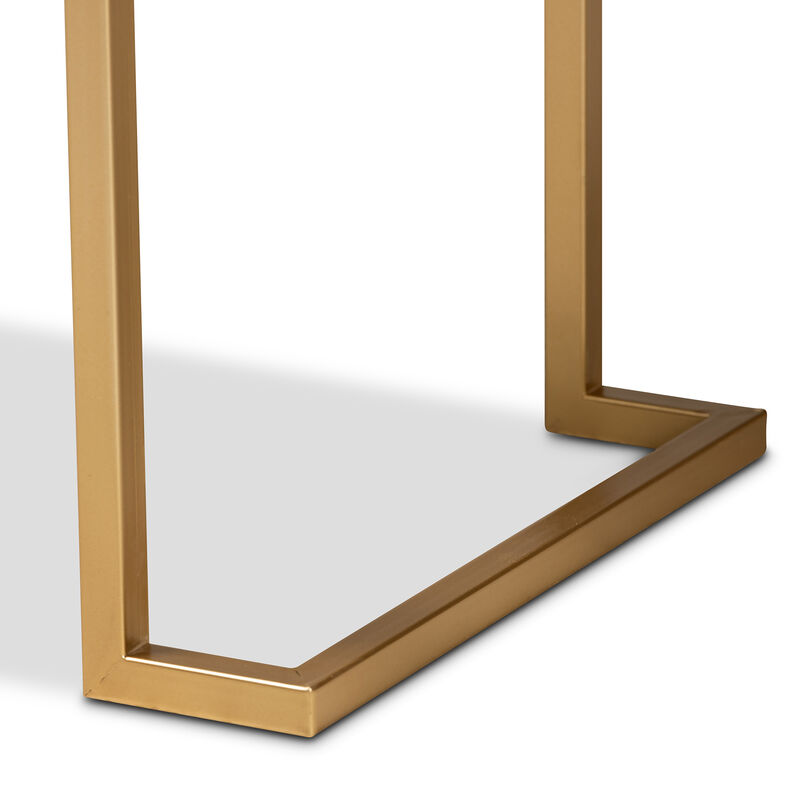 Baxton Studio Beagan Modern White Finished Wood And Gold Metal 2 Drawer Console Table