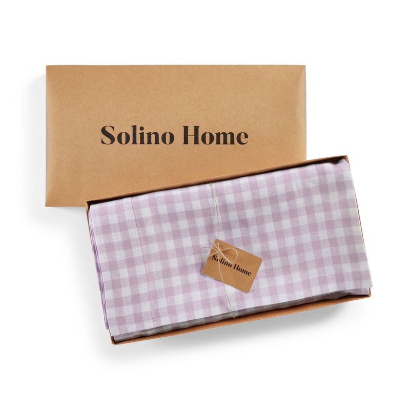 Solino Home 100% Pure Linen Tablecloth | Gingham Check for Spring and Easter