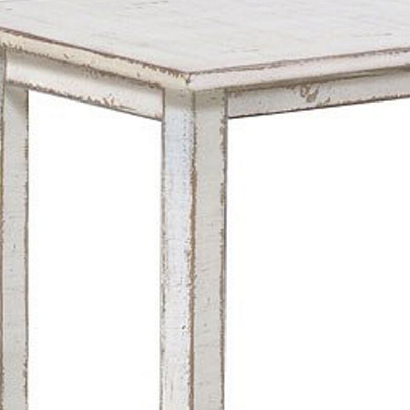 Rena Bar Height Table, 48 Inch Rectangular White Sand Mahogany Wood - Benzara