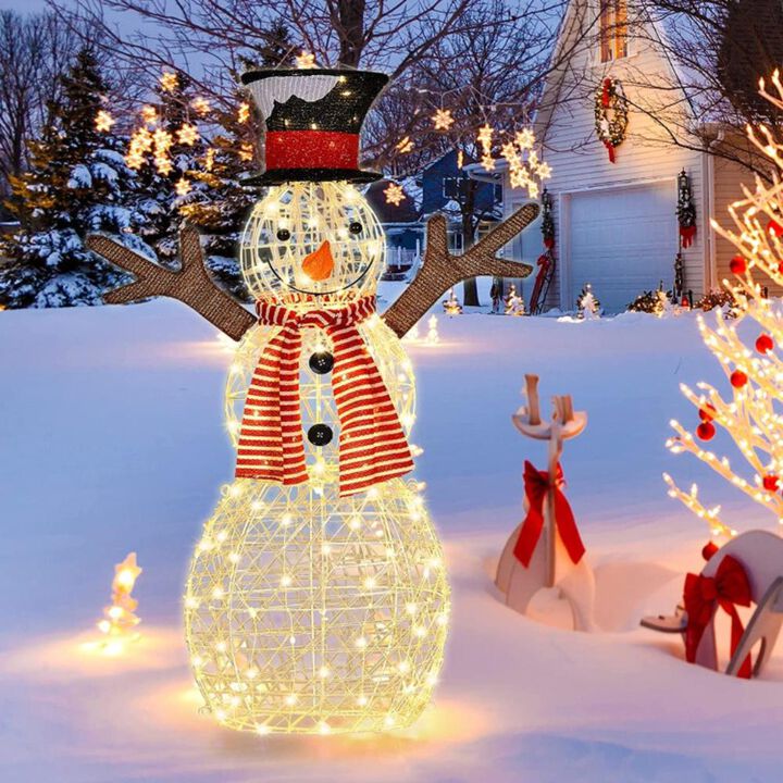 Hivvago Indoor/Outdoor Christmas Lighted Snowman Decorations with Pre-Lit 80 Lights