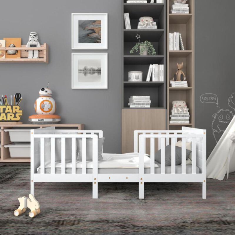 Hivvago 2-in-1 Convertible Toddler Bed with Guardrails