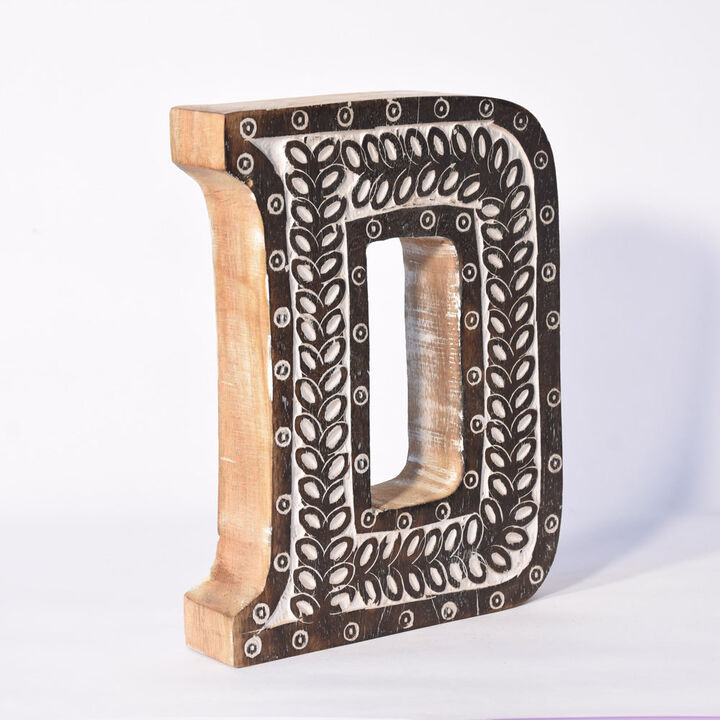 Vintage Natural Handmade Eco-Friendly "D" Alphabet Letter Block For Wall Mount & Table Top Décor