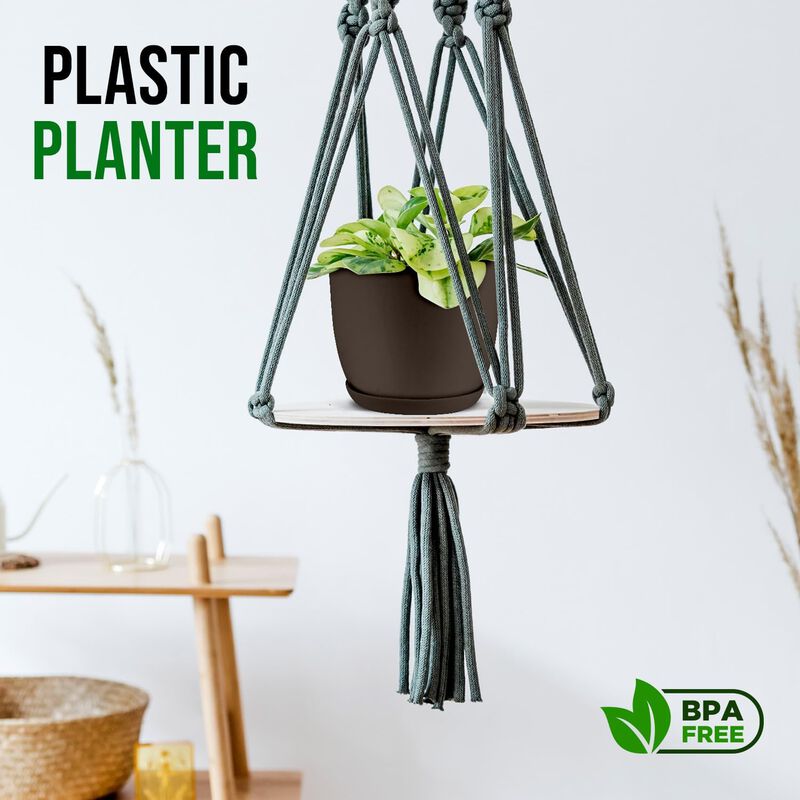 Planter Pots with Drainage Holes - Lightweight, Durable, and Space-Saving Pots for Indoor and Outdoor - Versatile Functionality, Simple Modern Design, Plastic Planter Pots