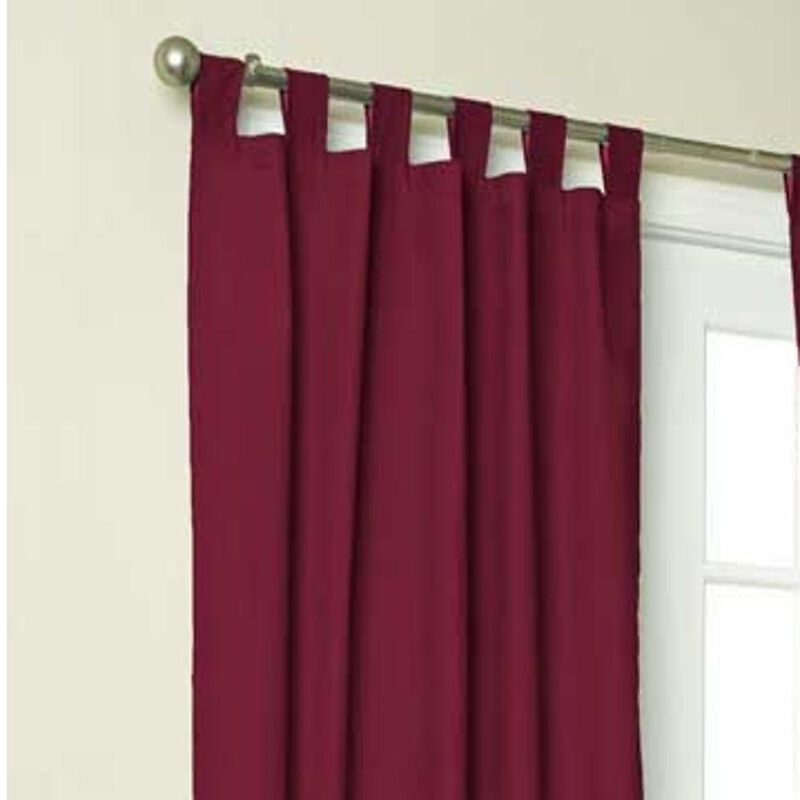 Commonwealth Thermalogic Weather Cotton Fabric Tab Panels Pair - 80x95" - Burgundy