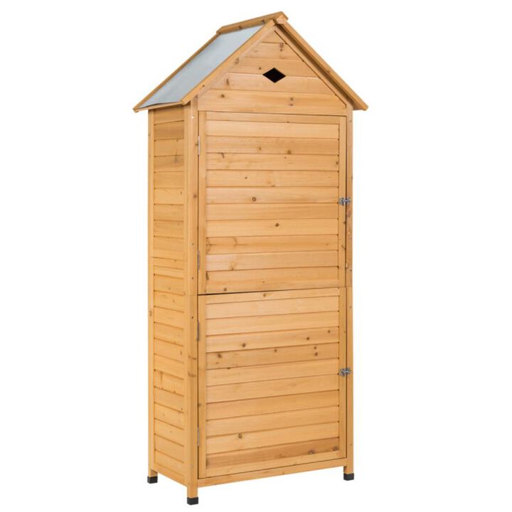 Hivvago Wooden Outdoor Lockable Garden Tool Storage