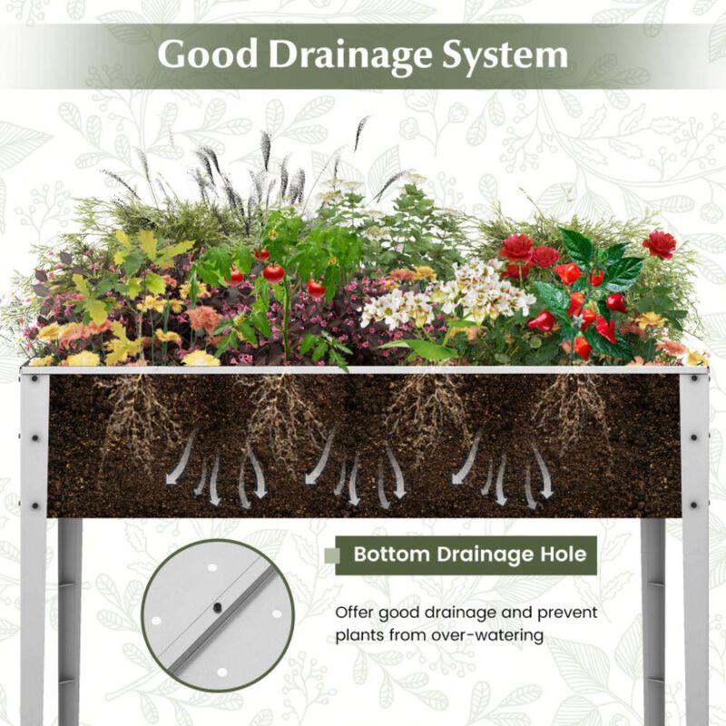 Hivvago Galvanized Raised Garden Bed Elevated Planter Box with Legs and Drainage Hole