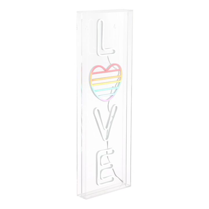 LOVE 8" X 24" Contemporary Glam Acrylic Box USB Operated LED Neon Light