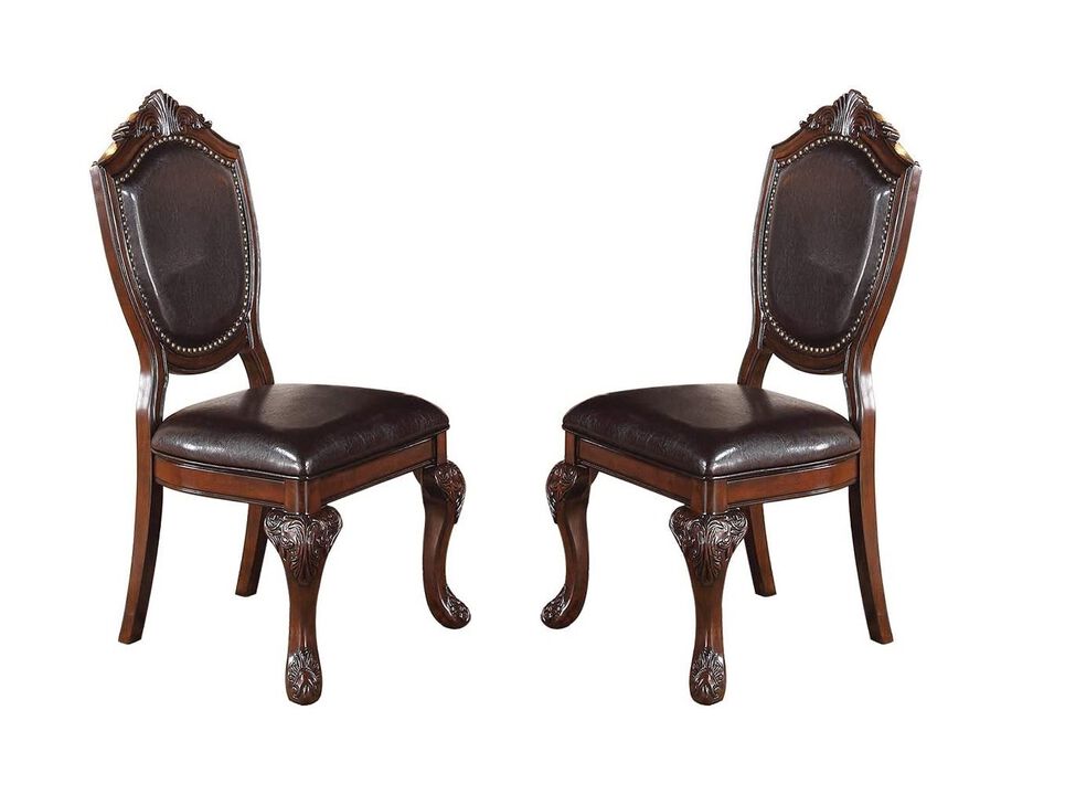 Royal Majestic Formal Set Of 2 Side Chairs Brown Rubberwood Dining Room Furniture