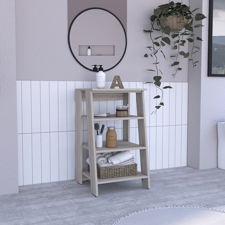 DEPOT E-SHOP Colyn Linen Cabinet, Four Shelves, Vertical, Light Oak / White